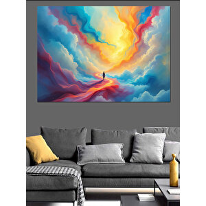 Soyut Renkli Bulutlar Dekoratif Kanvas - Mdf Ahşap Tablo 100x140 cm