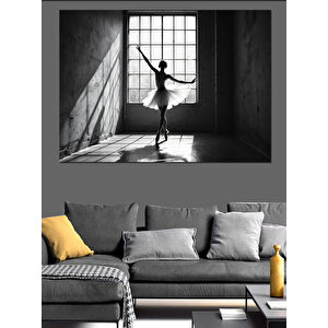 Pencere Önünde Balerin Dekoratif Kanvas - Mdf Ahşap Tablo 50x70 cm