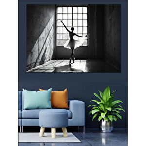 Pencere Önünde Balerin Dekoratif Kanvas - Mdf Ahşap Tablo 50x70 cm