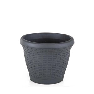 So-hs06 Plastik Hasır Desenli Dekoratif Saksı 42 Litre No 6 Antrasit