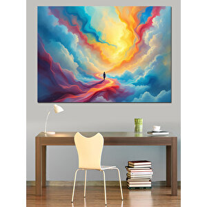 Soyut Renkli Bulutlar Dekoratif Kanvas - Mdf Ahşap Tablo 25x35 cm