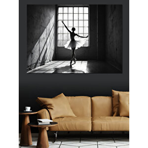 Pencere Önünde Balerin Dekoratif Kanvas - Mdf Ahşap Tablo 70x100 cm