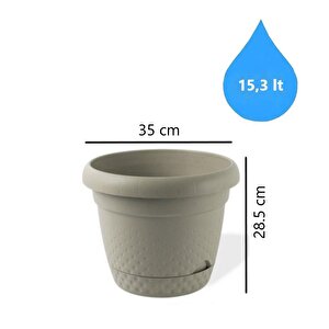 Krs-345 Dekoratif İnci Bitki Çiçek Saksı Takımı 15.3 Litre No 5 Bej
