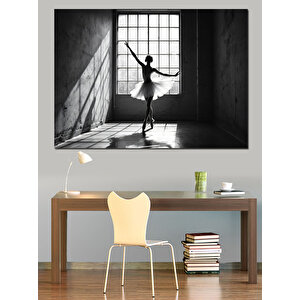 Pencere Önünde Balerin Dekoratif Kanvas - Mdf Ahşap Tablo