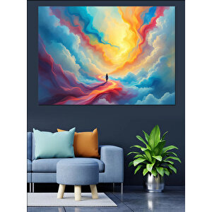 Soyut Renkli Bulutlar Dekoratif Kanvas - Mdf Ahşap Tablo