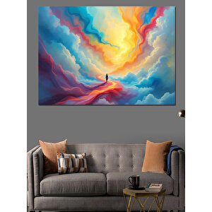Soyut Renkli Bulutlar Dekoratif Kanvas - Mdf Ahşap Tablo