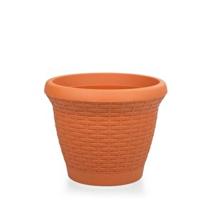 So-hs06 Plastik Hasır Desenli Dekoratif Saksı 42 Litre No 6 Kiremit
