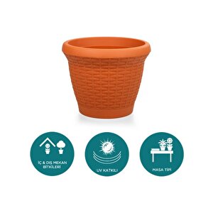 Omnipazar So-hs06 Plastik Hasır Desenli Dekoratif Saksı 42 Litre No 6