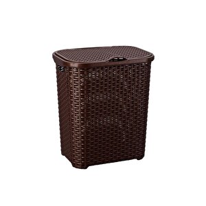 Sy-4626 Plastik Küçük Hasır Desen Kirli Çamaşır Sepeti Kahverengi