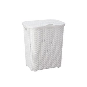Sy-4626 Plastik Küçük Hasır Desen Kirli Çamaşır Sepeti Beyaz