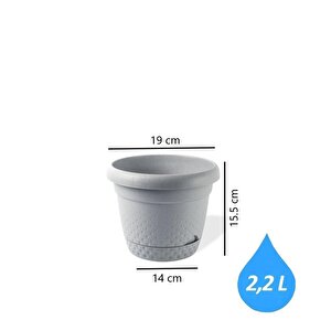 Krs-342 Dekoratif İnci Bitki Çiçek Saksı Takımı 2.2 Litre No 2 Gri