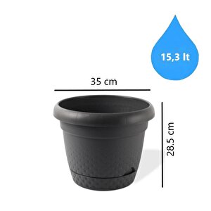 Krs-345 Dekoratif İnci Bitki Çiçek Saksı Takımı 15.3 Litre No 5 Antrasit