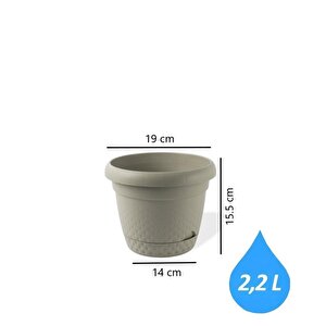 Krs-342 Dekoratif İnci Bitki Çiçek Saksı Takımı 2.2 Litre No 2 Bej