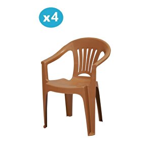 Mt-gf141 Zaffiro Plastik Bahçe Balkon Sandalye 4'lü Set Kahverengi