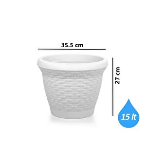 Omnipazar So-hs04 Plastik Hasır Desenli Dekoratif Saksı 15 Litre No 4