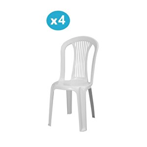 Mt-gf187 Agosto Plastik Bahçe Balkon Sandalye 4'lü Set 1000 Beyaz