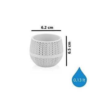 So-asr1 Dekoratif Örgü Desen Amasra Saksı 0.13 Litre 6'lı Set Kirli Beyaz