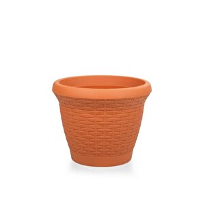 So-hs04 Plastik Hasır Desenli Dekoratif Saksı 15 Litre No 4 Kiremit