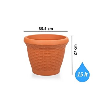 Omnipazar So-hs04 Plastik Hasır Desenli Dekoratif Saksı 15 Litre No 4
