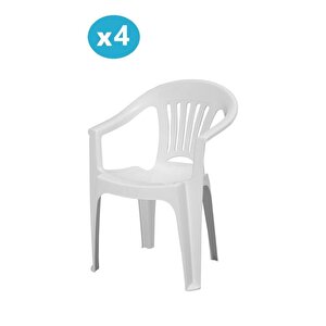 Mt-gf141 Zaffiro Plastik Bahçe Balkon Sandalye 4'lü Set 1000 Beyaz