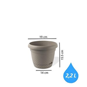 Krs-342 Dekoratif İnci Bitki Çiçek Saksı Takımı 2.2 Litre No 2 Kahverengi