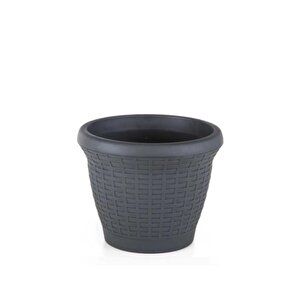 So-hs04 Plastik Hasır Desenli Dekoratif Saksı 15 Litre No 4 Antrasit