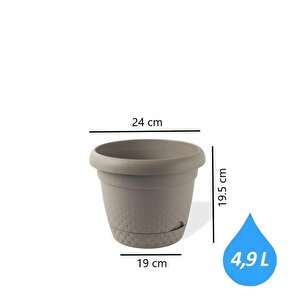 Krs-343 Dekoratif İnci Bitki Çiçek Saksı Takımı 4.9 Litre No 3 Kahverengi