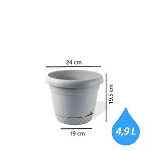 Krs-343 Dekoratif İnci Bitki Çiçek Saksı Takımı 4.9 Litre No 3 Gri