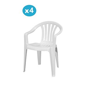 Mt-gf101 Carrera Plastik Bahçe Balkon Koltuk Sandalye 4'lü Set 1000 Beyaz