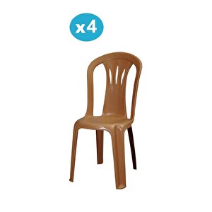 Mt-gf181 Maggio Plastik Bahçe Balkon Sandalye 4'lü Set Kahverengi