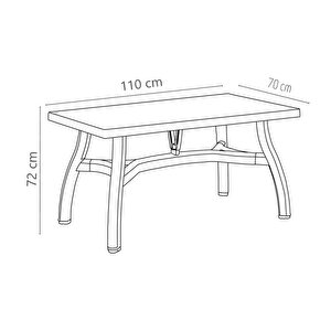 Mt-gf240 Prima Roccia Plastik Dikdörtgen Bahçe Balkon Masa 70x110 Cm Yeşil