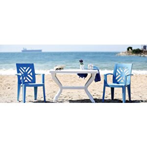 Mt-gf240 Prima Roccia Plastik Dikdörtgen Bahçe Balkon Masa 70x110 Cm Yeşil