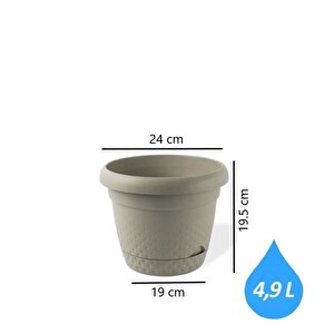 Krs-343 Dekoratif İnci Bitki Çiçek Saksı Takımı 4.9 Litre No 3 Bej