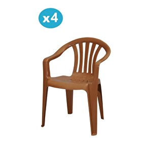 Mt-gf101 Carrera Plastik Bahçe Balkon Koltuk Sandalye 4'lü Set Kahverengi