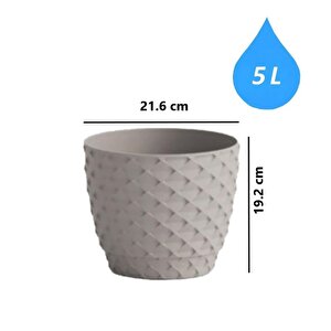 So-kap4 Kapadokya Dekoratif Plastik Saksı 5 Litre No 4 Kirli Beyaz