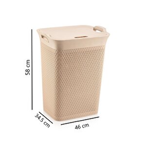 Sy-4630 Plastik Safir Kirli Çamaşır Sepeti 55 Lt Bej