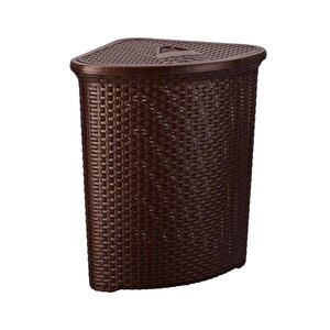 Sy-4627 Plastik Hasır Desen Üçgen Kirli Çamaşır Sepeti Kahverengi