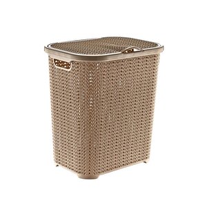 Sy-4620 Plastik Örgü Desen Kirli Çamaşır Sepeti 55 Lt Bej