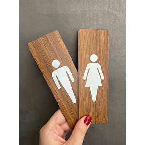 Ceviz Mdf Serisi Wc Kadın&erkek Set Yönlendirme Levhası