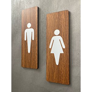 Ceviz Mdf Serisi Wc Kadın&erkek Set Yönlendirme Levhası
