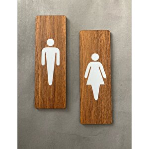 Ceviz Mdf Serisi Wc Kadın&erkek Set Yönlendirme Levhası