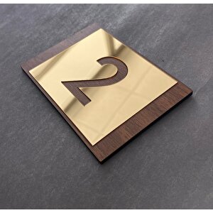 Lux Gold Aynalı Ceviz Mdf Serisi İç Mekan Apartman Daire Kapı Numarası