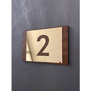Lux Gold Aynalı Ceviz Mdf Serisi İç Mekan Apartman Daire Kapı Numarası