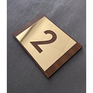 Lux Gold Aynalı Ceviz Mdf Serisi İç Mekan Apartman Daire Kapı Numarası