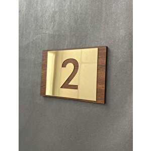 Lux Gold Aynalı Ceviz Mdf Serisi İç Mekan Apartman Daire Kapı Numarası