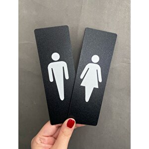 Siyah Mdf Serisi Wc Kadın&erkek Set Yönlendirme Levhası