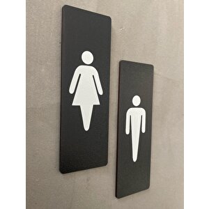 Siyah Mdf Serisi Wc Kadın&erkek Set Yönlendirme Levhası