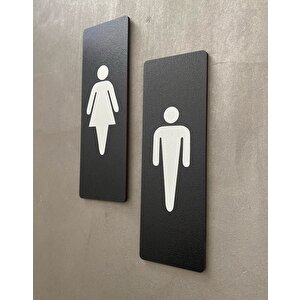 Siyah Mdf Serisi Wc Kadın&erkek Set Yönlendirme Levhası