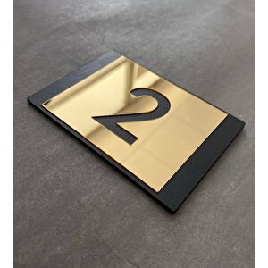 Lux Gold Aynalı Mdf Serisi İç Mekan Apartman Daire Kapı Numarası