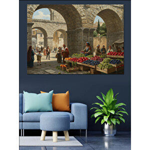 Kemerde Meyve Tezgahı Hareketi Dekoratif Kanvas - Mdf Ahşap Tablo 35x50 cm